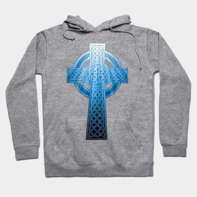 Radiant Blue Celtic Cross Hoodie by DesignsbyZazz